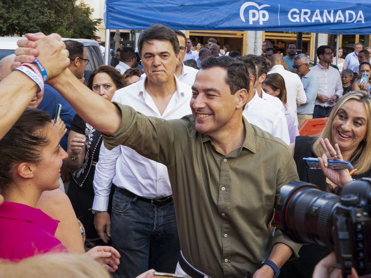 Foto: Juanma Moreno, en un acto de campaña. (EFE/Miguel Ángel Molina)