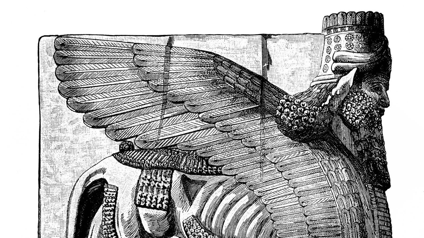El lamassu, un pariente lejano de los ángeles, de origen mesopotámico.
