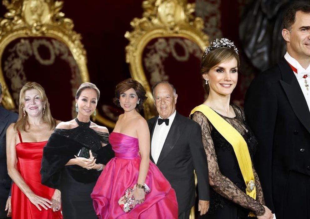 Foto: Manolo Santana, la baronesa Thyssen, Isabel Preysler, Paloma Segrelles y el marqués de Griñón, junto a los príncipes de Asturias