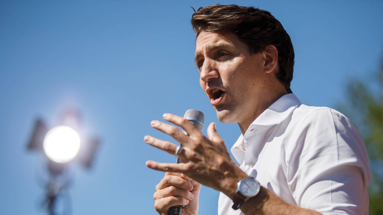 Foto: El primer ministro canadiense, Justin Trudeau, durante un acto de campaña. (Getty)