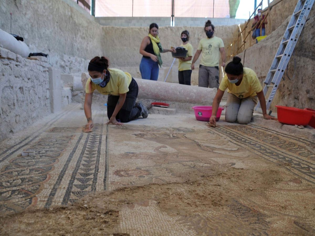 Foto: Trabajos para descubrir los mosaicos de la villa romana de Salar. (EFE/Yolanda Aguilera Delgado)