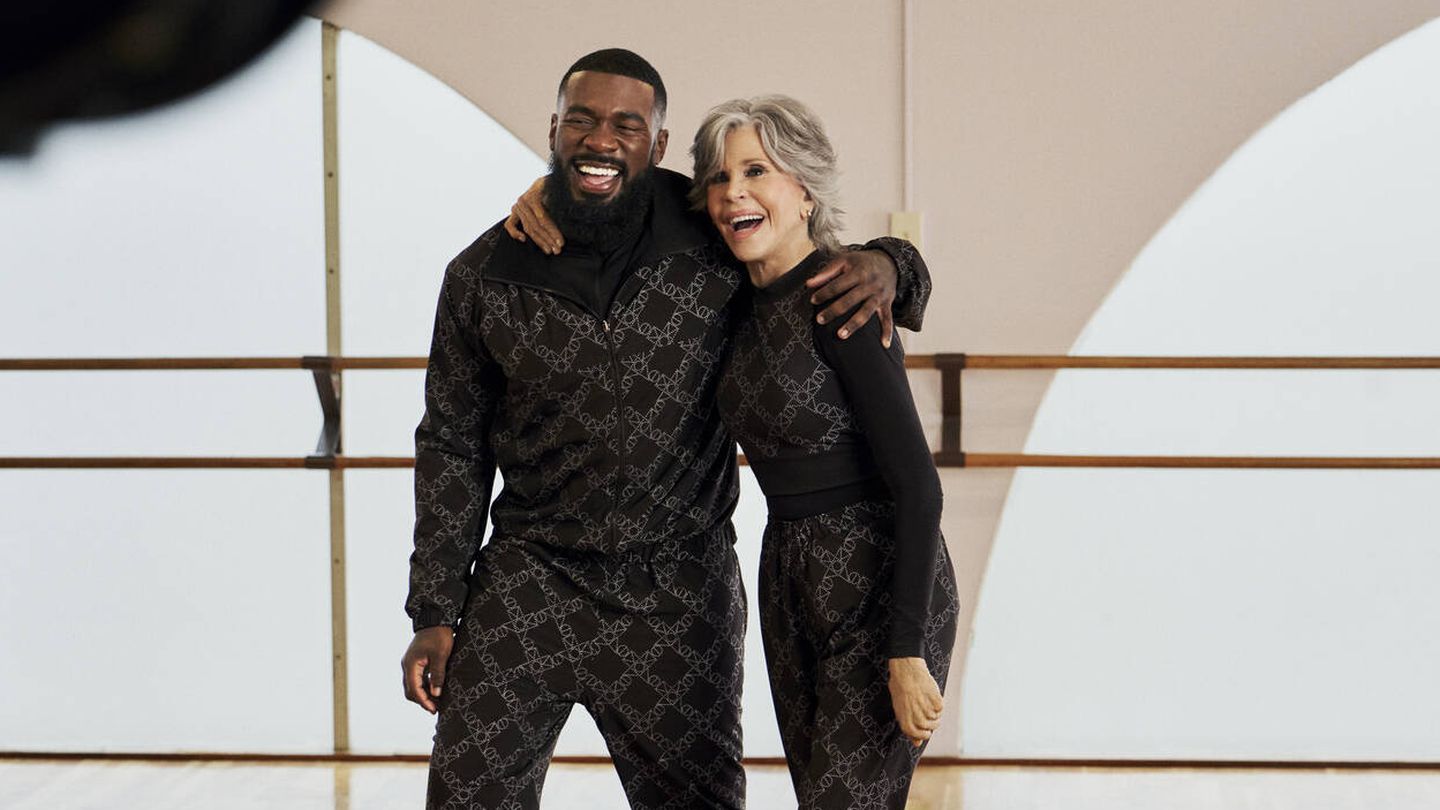 Jane Fonda y JaQuel Knight, para la nueva colección Move de H&M. (Cortesía)