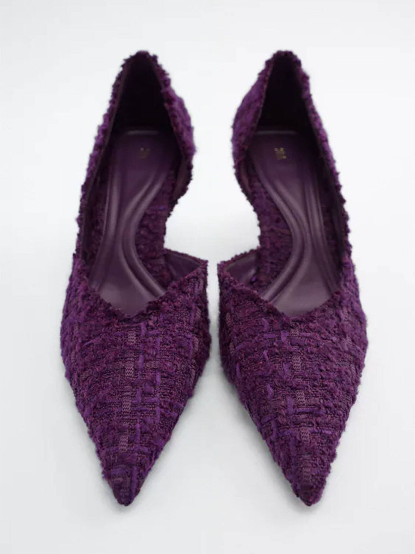 Los originales zapatos de Zara en tejido de tweed. (Zara/Cortesía)