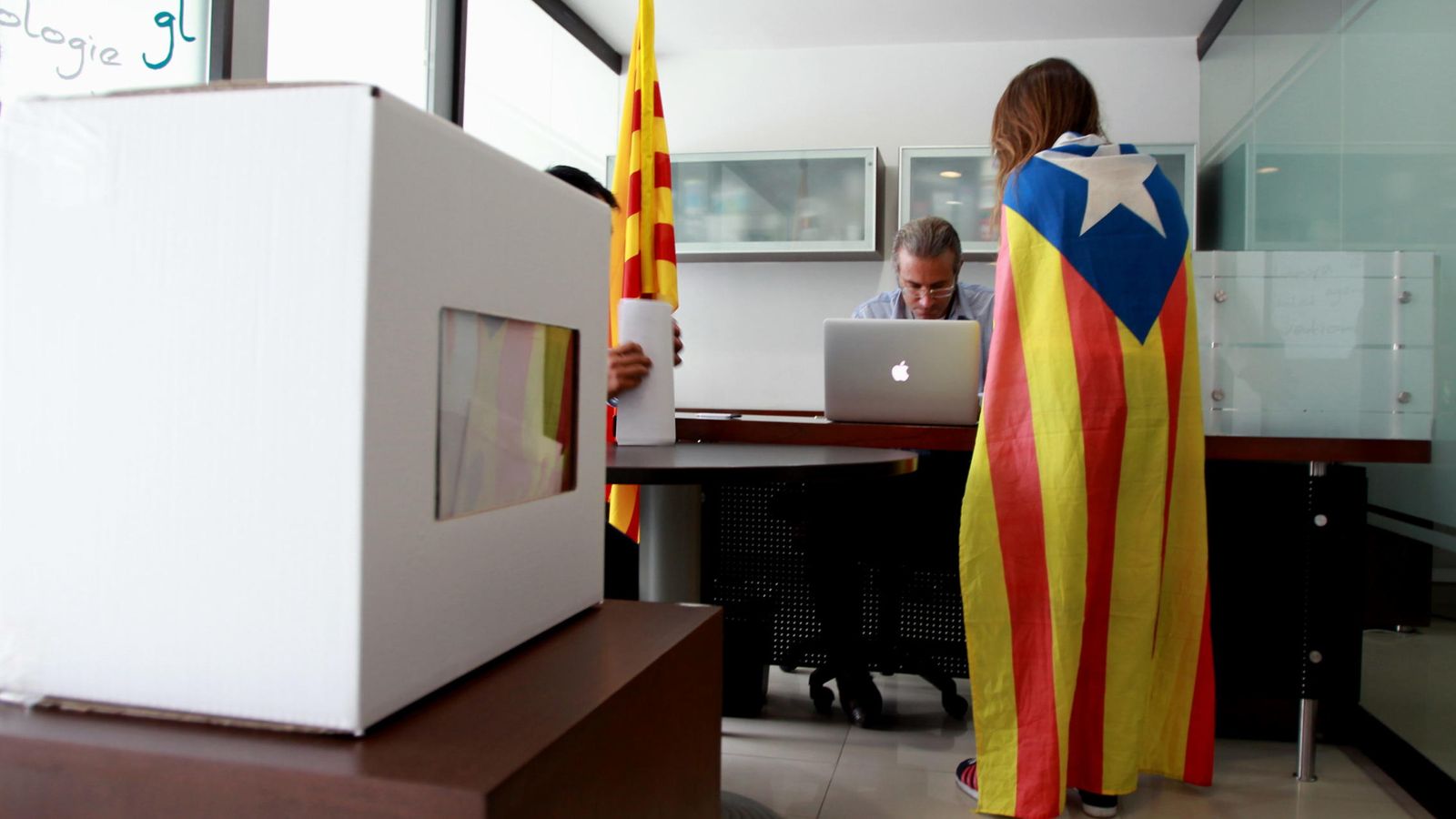 Foto: Una catalana con una estelada sobre los hombros vota la consulta del 9 de noviembre de 2014. (Efe) 