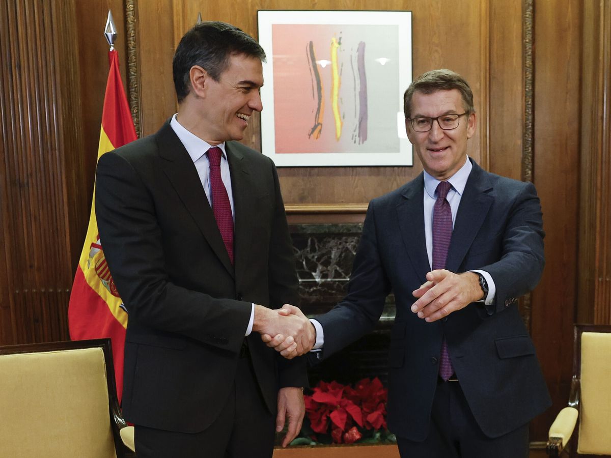 Foto: Sánchez y Feijóo, en su reunión en diciembre. (EFE/Chema Moya)