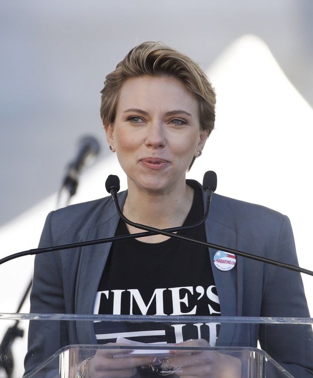 Foto: La actriz Scarlett Johansson durante su discurso en la Marcha de las Mujeres de Los Ángeles. (Gtres)
