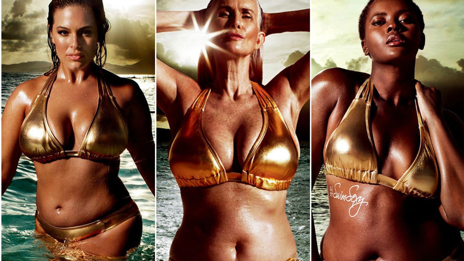Foto: Ashley Graham, Nicola Griffin y Philomena Kwao (Swimsuits for all)