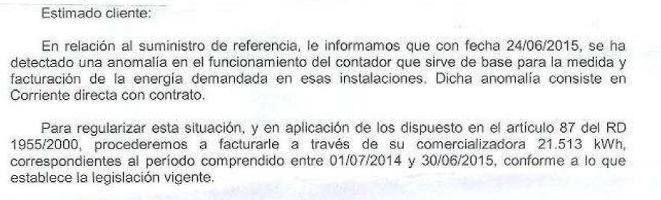 La notificación que recibió José Bustillo en diciembre. (EC)