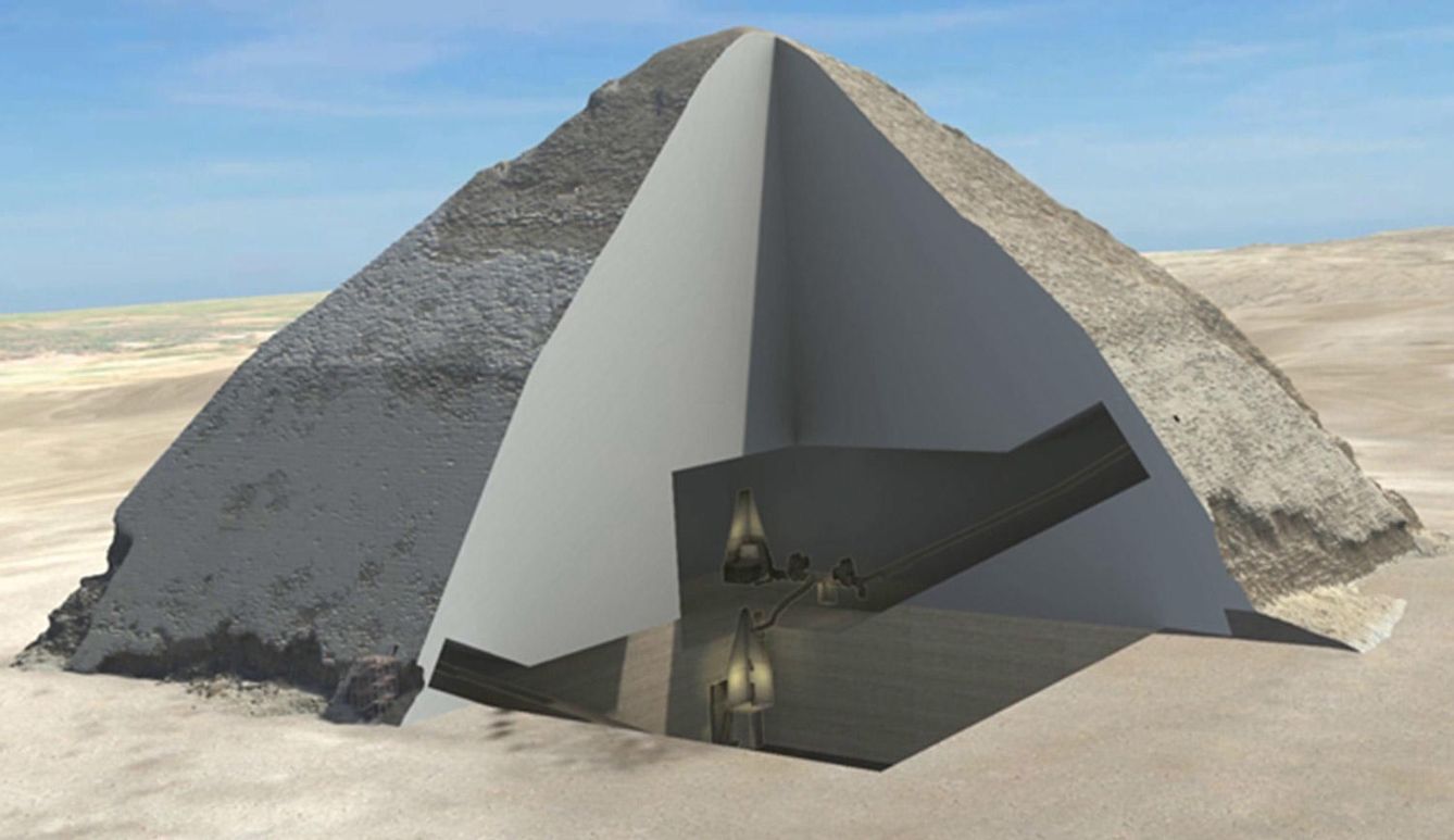 Reconstrucción 3D del interior de la Pirámide Acodada. (Cairo University)