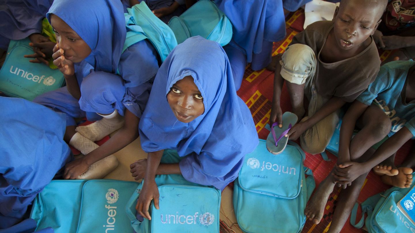 Niños en Dikwa, liberada en 2014 (UNICEF)