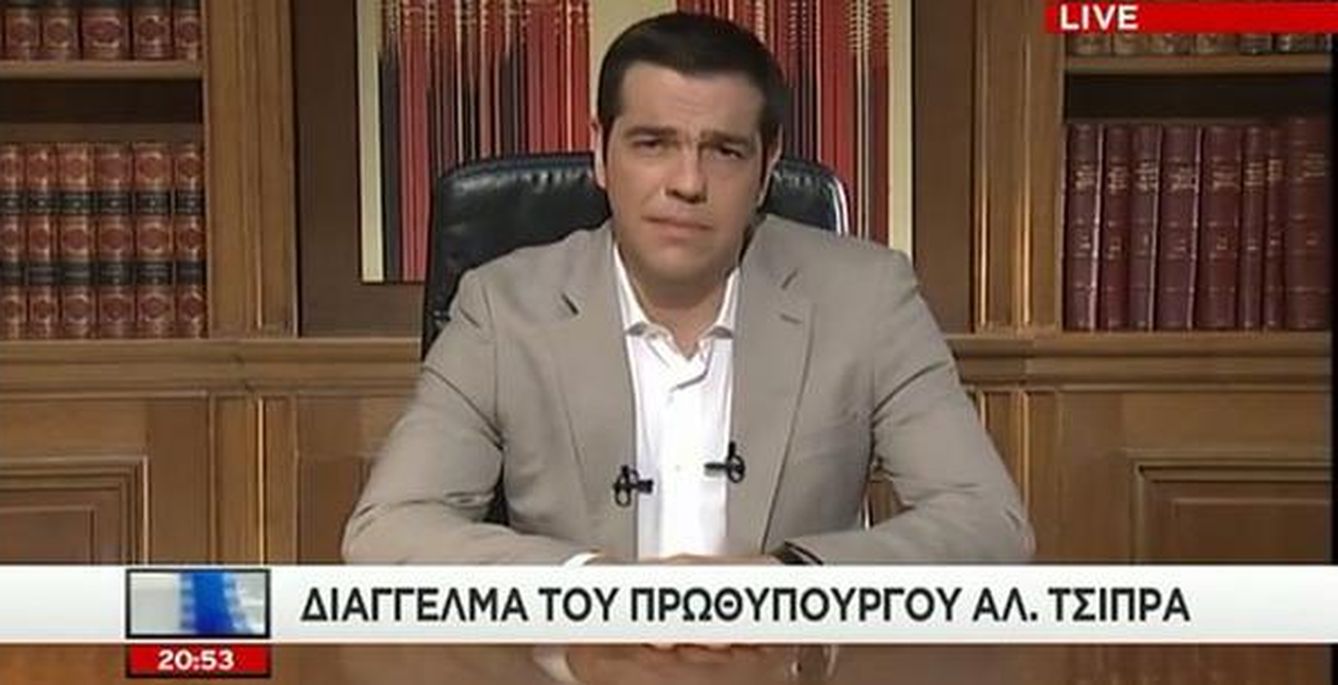 Alexis Tsipras, durante su discurso televisado 