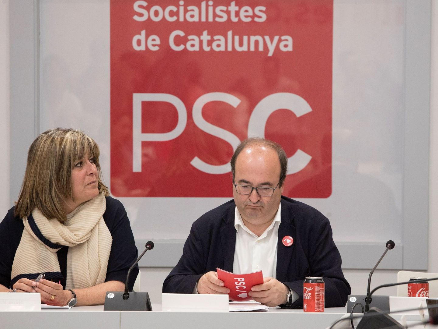 Núria Marín, junto a Miquel Iceta, secretario del PSC. (EFE)