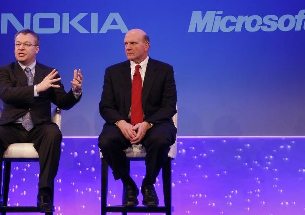 Foto: Stephen Elop y Steve Ballmer durante una presentación conjunta