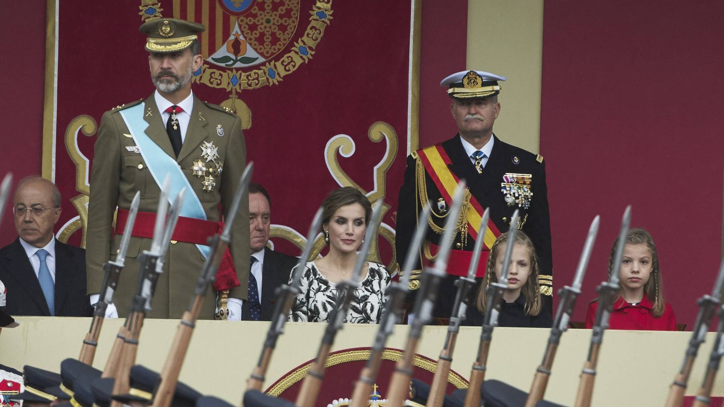 La familia real española durante el 12 de octubre de 2016. (Getty)