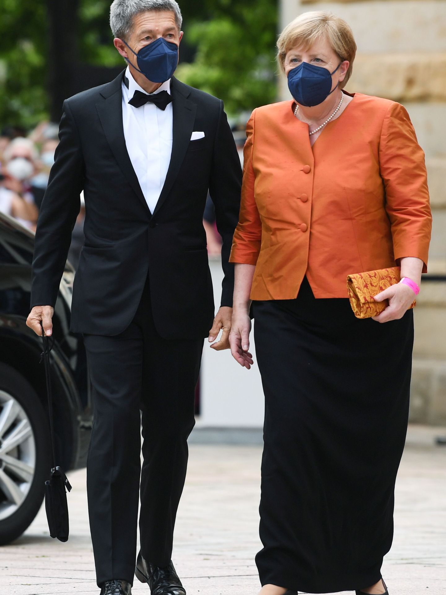 Angela Merkel y Joachim Sauer, en el festival de ópera Wagner en Bayreuth. (Reuters)