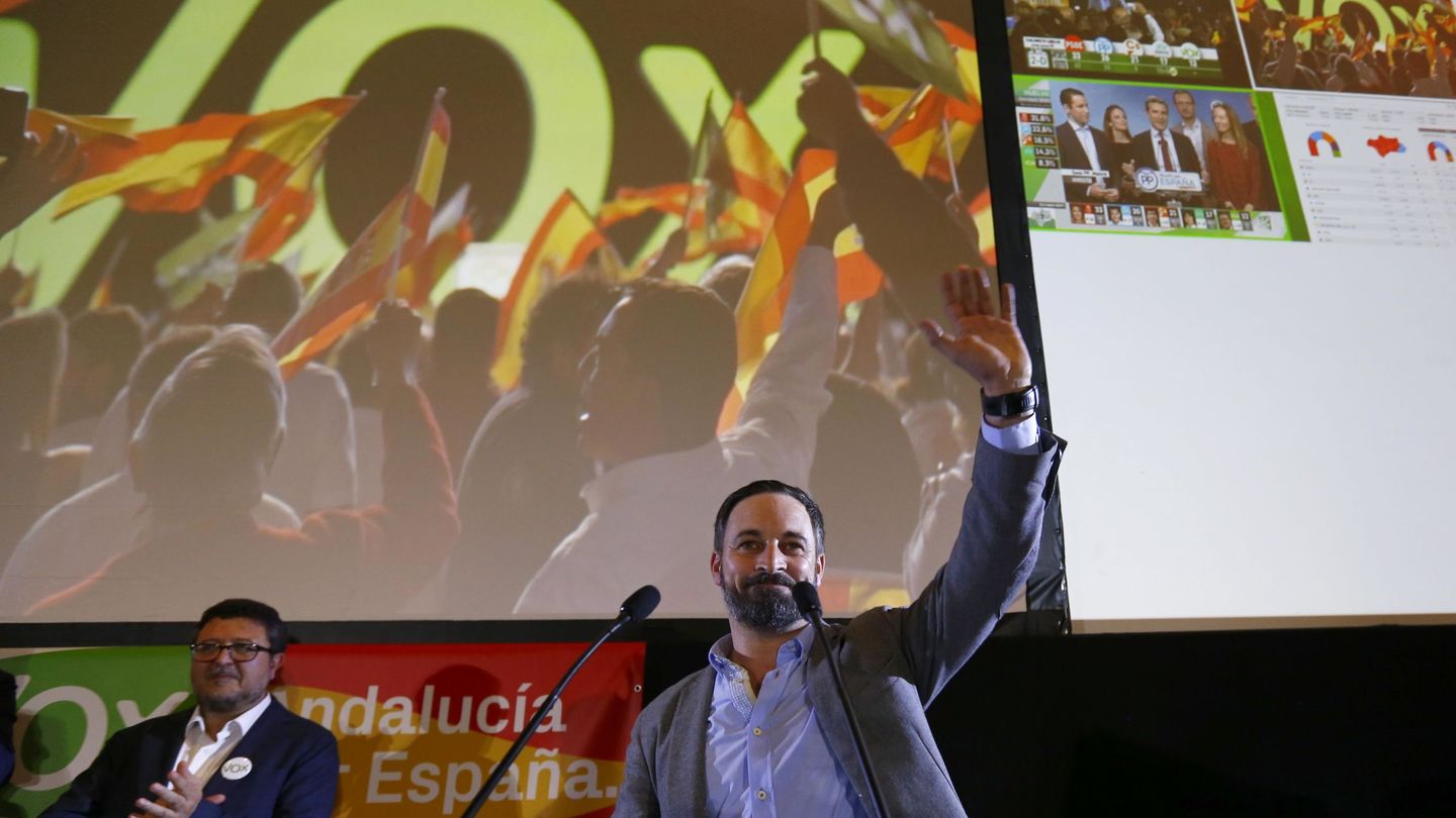 Santiago Abascal celebra los resultados de Vox en las elecciones andaluzas. (EFE)