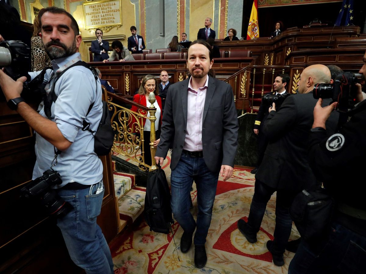 Foto: El líder de Unidas Podemos, Pablo Iglesias, hoy sábado a su llegada al Congreso de los Diputados. (EFE)