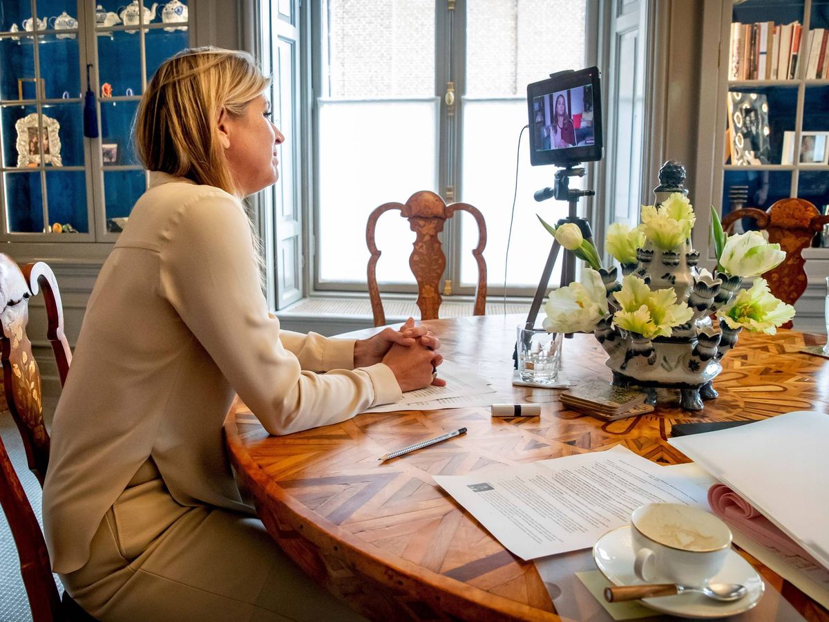 Foto: La reina Máxima, este miércoles en su despacho. (CP)