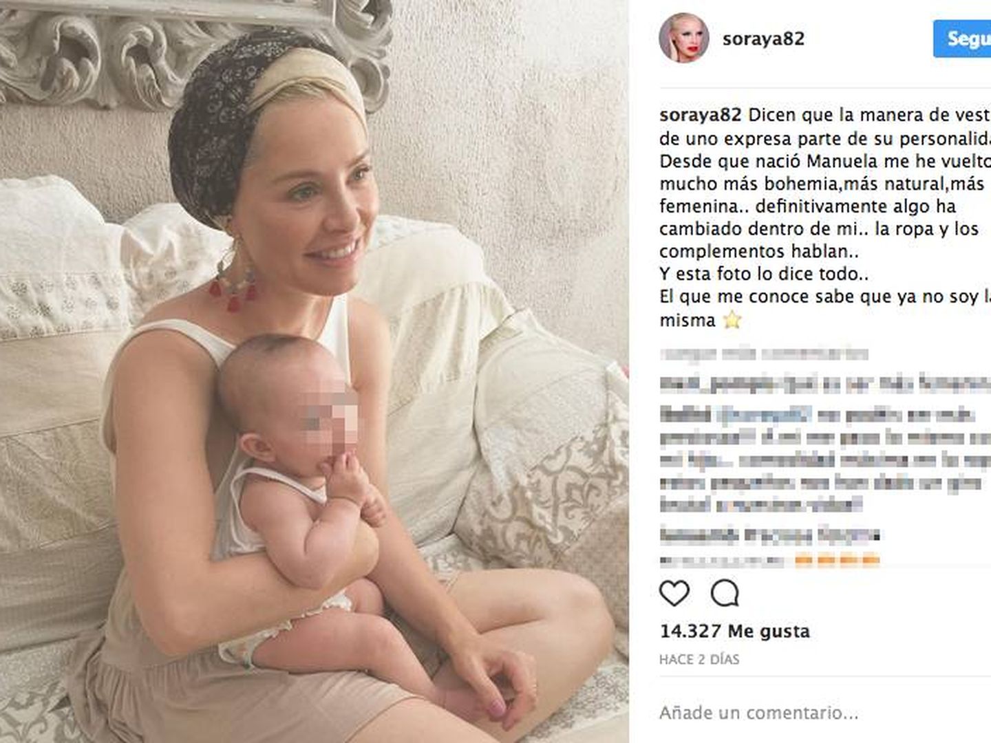 El Instagram de Soraya, todo rosa palo para el bautizo de su hija.