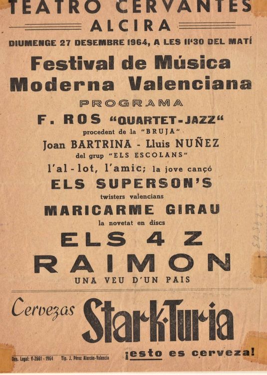 Cartel de Stark Turia patrocinando festival 1964. (Supersons)