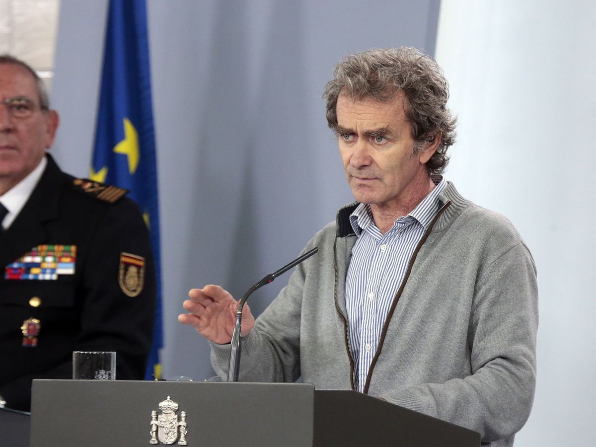 Foto: Fernando Simón, durante la rueda de prensa de este domingo en La Moncloa. (EFE)