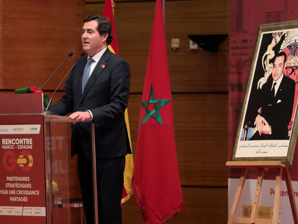Foto: El presidente de la CEOE, Antonio Garamendi, en un acto en Rabat en 2019. (EFE/Juanjo Martín)