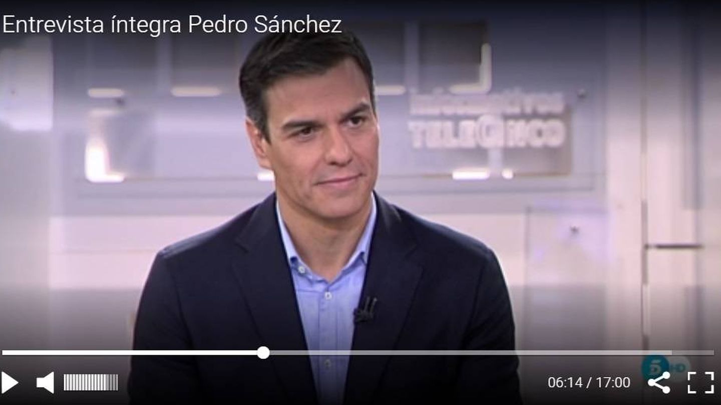 Pincha aquí para ver la entrevista íntegra de 'Informativos Telecinco' a Pedro Sánchez.