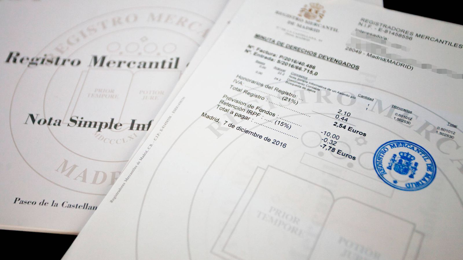 Foto: Documentación del Registro Mercantil. (E.V)
