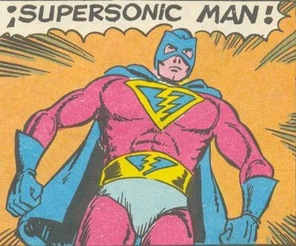 Viñeta del Supersonic Man original