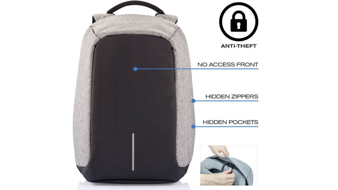 La mochila antirrobo tiene una doble capa anti golpes y cortes
