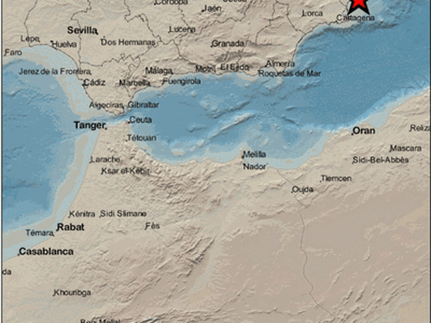 Epicentro del terremoto en las proximidades de Guardamar del Segura. (IGN)