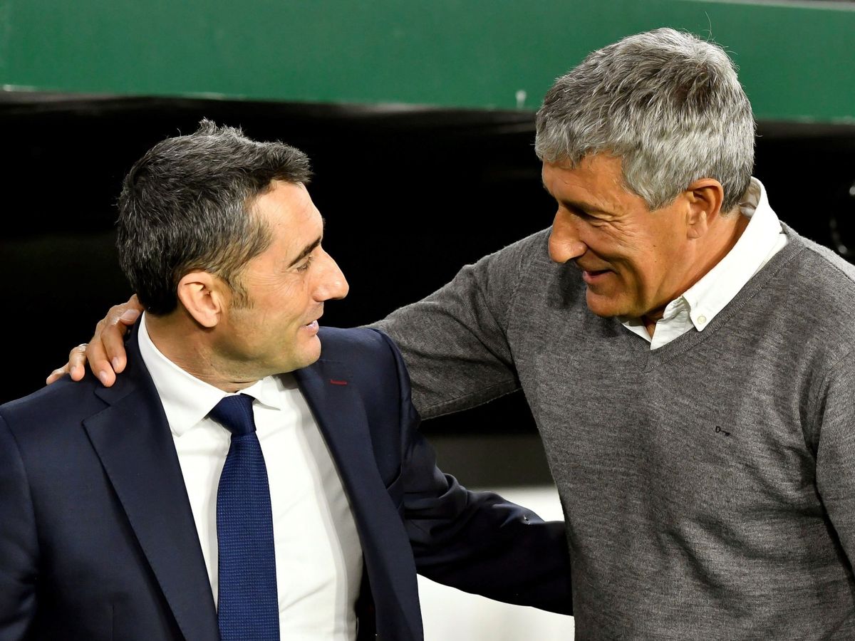 Foto: Valverde y Setién, hace poco menos de un año, en Sevilla. (EFE)