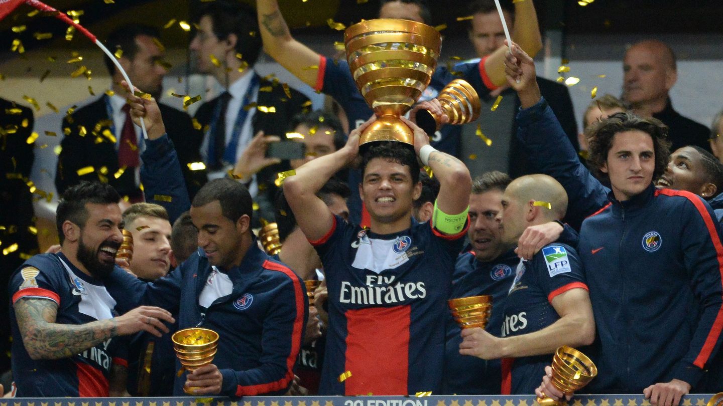 Los jugadores del PSG celebran el título de la Coupe de Ligue (Cordon Press).