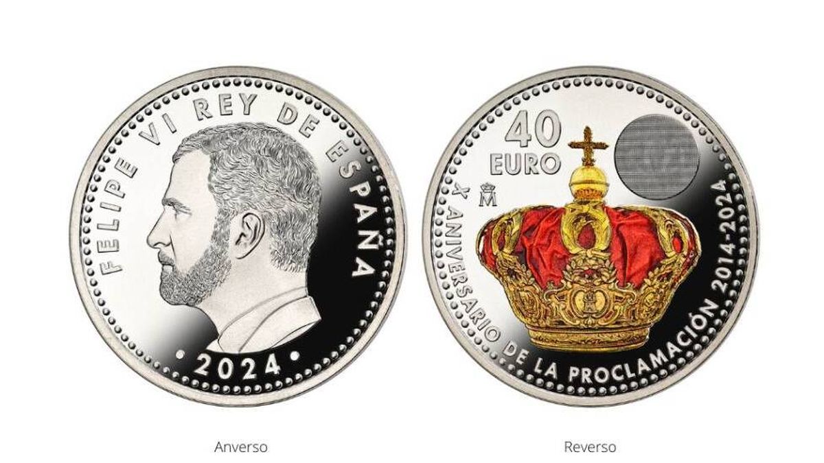 Así es la moneda de 40 euros en honor al rey Felipe VI que ya está a la venta por su décimo aniversario: cuánto cuesta y cómo es