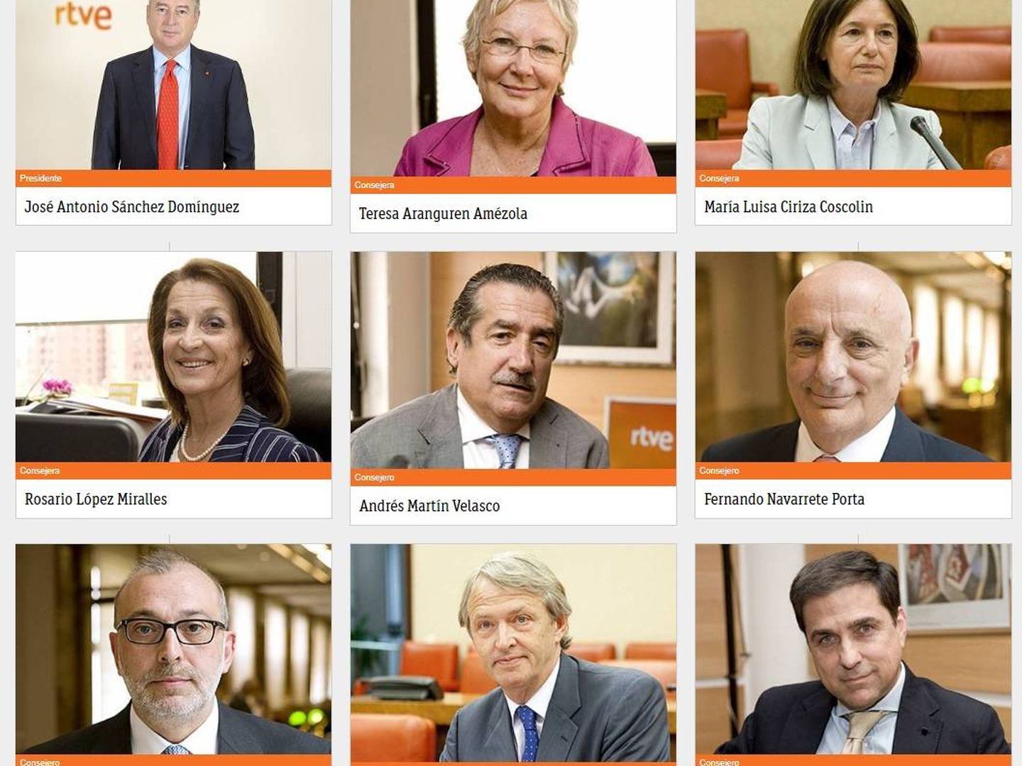Los nueve miembros del consejo de administración de RTVE que el pasado 22 de junio cesaron y entraron en funciones. (rtve.es)
