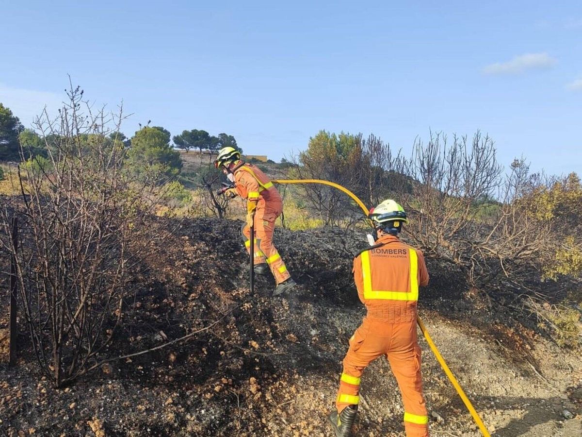 Foto: Bomberos trabajan en la extinción de un incendio declarado en Cullera (Valencia) que afecta al Parque Natural de la Albufera. (Bomberos del Consorcio Provincial de Valencia)