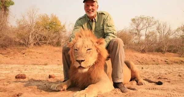 Foto: Guy Gorney, posando con el león que acababa de matar (Foto: Facebook)