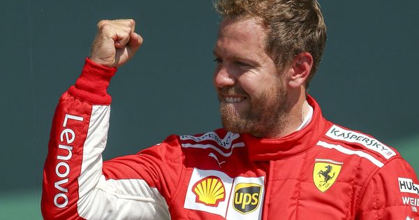 Foto: Vettel celebrando el triunfo en Silverstone. (EFE)