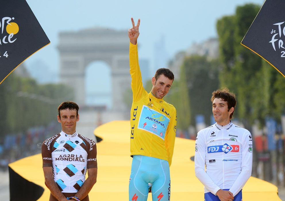 Foto: Vincenzo Nibali, Jean-Christophe Peraud y Thibaut Pinot, durante el pasado Tour de Francia.
