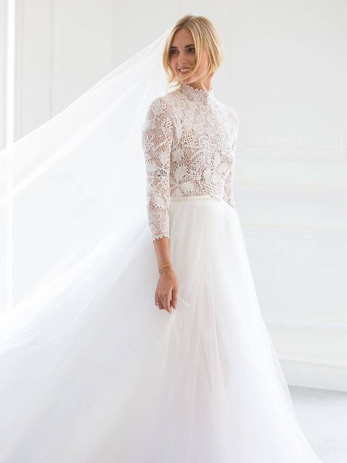 El vestido de novia de Chiara Ferragni. (Instagram/@Dior)