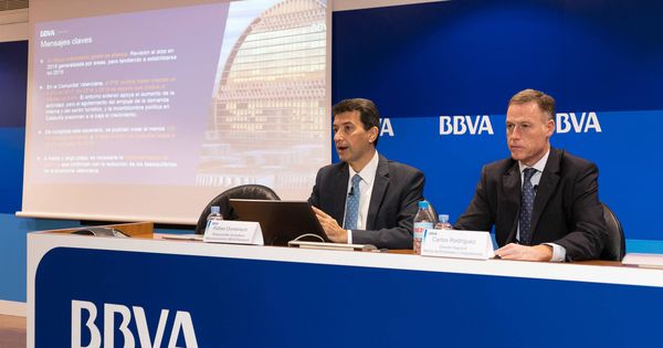 Foto: Rafael Doménech (BBVA Research) y Carlos Rodríguez, director regional Este de Banca de Empresas y Corporaciones del banco. (BBVA)