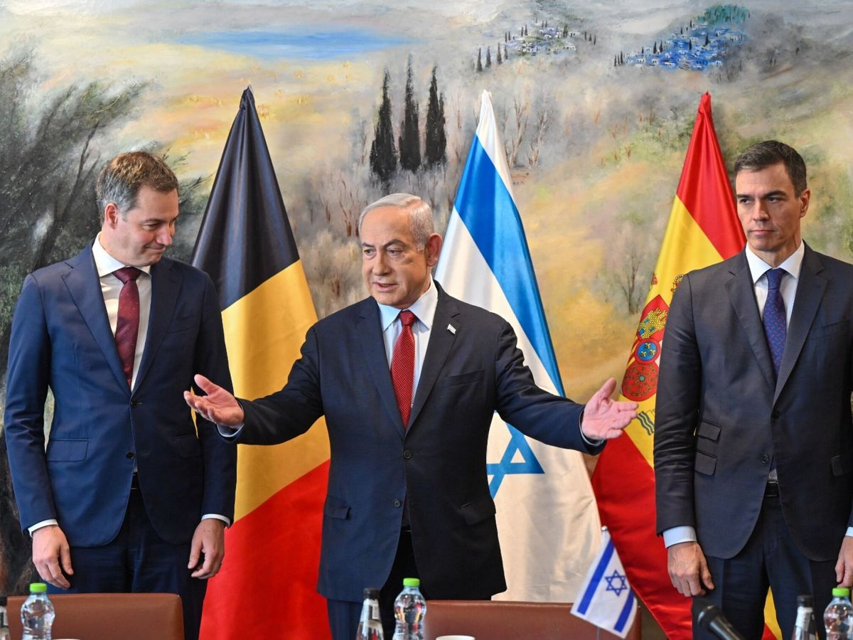 Foto: De Croo, Netanyahu y Sánchez durante su encuentro en Jerusalén. (EFE/Gobierno de Israel)
