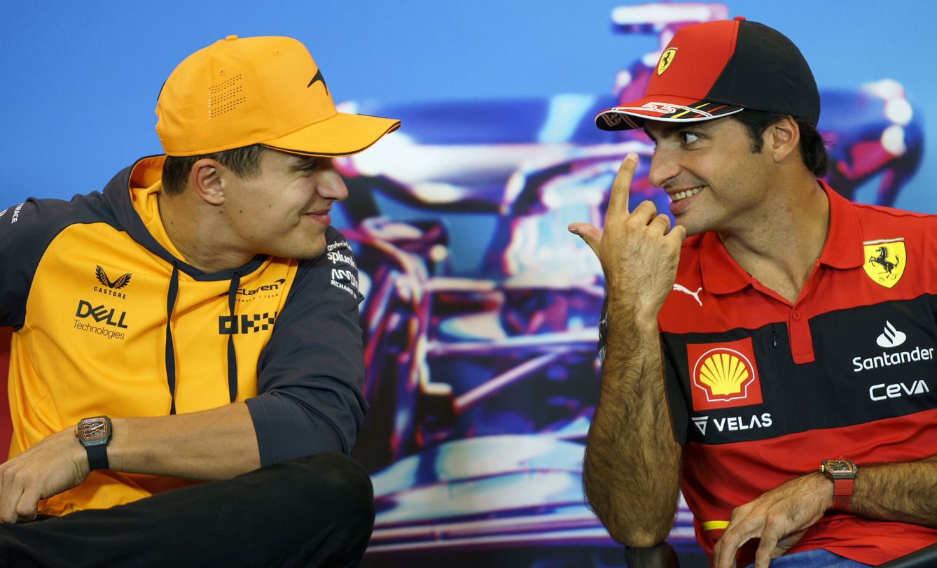 Sainz y Norris en la rueda de prensa del GP de USA (EFE/EPA/Greg Nash)