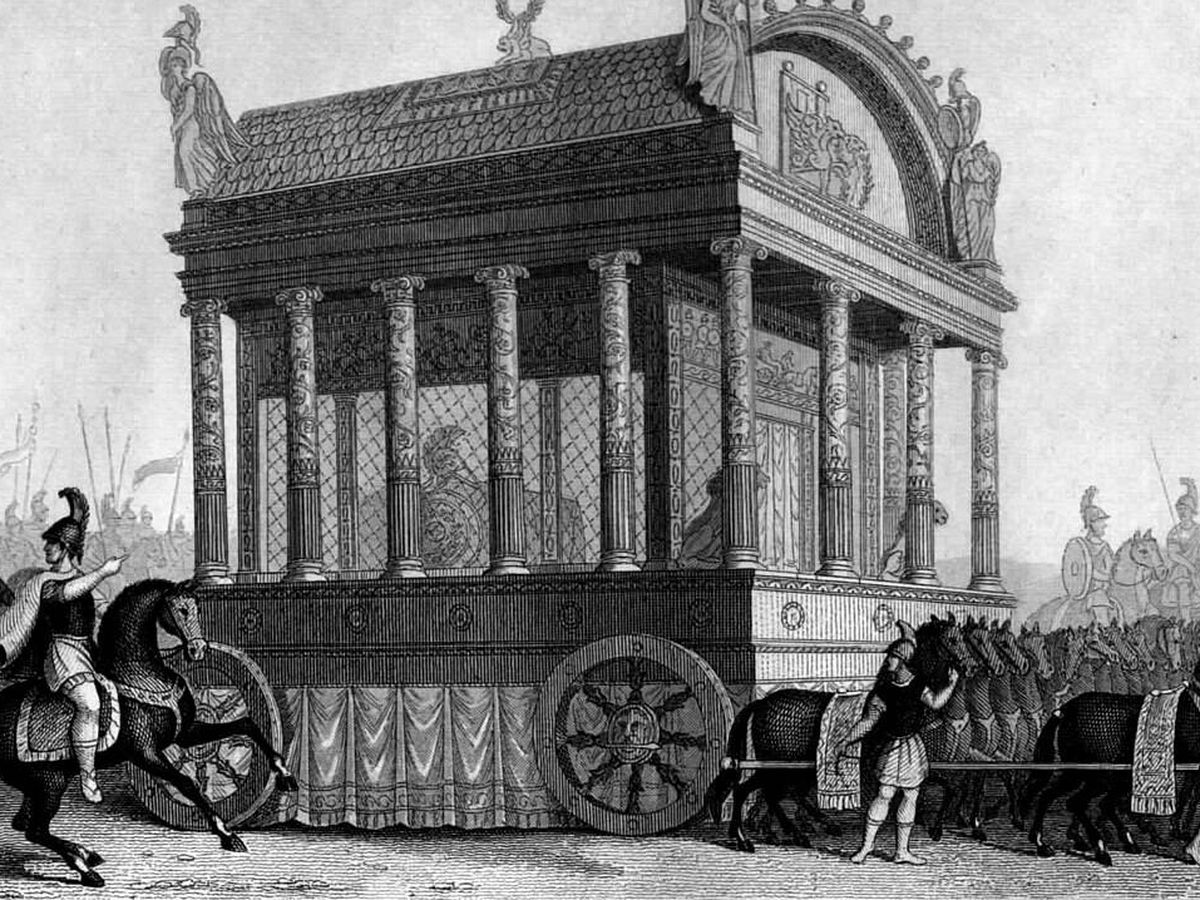 Foto: Reconstrucción de la tumba de Alejandro Magno, según Diodoro (mitad del S. XIX)