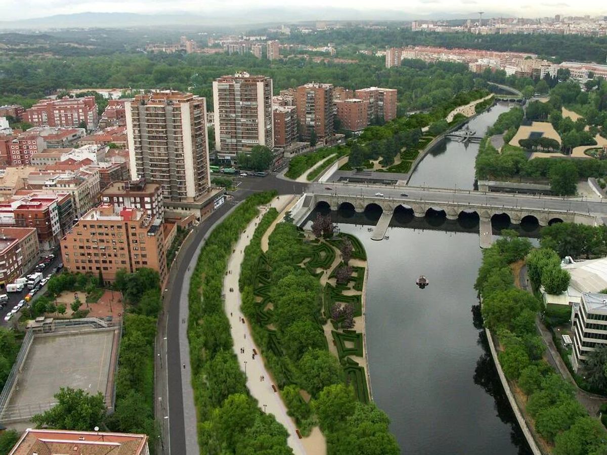 Foto: Imagen aérea de Puerta del Ángel, a la izquierda del río. (Ayuntamiento de Madrid)