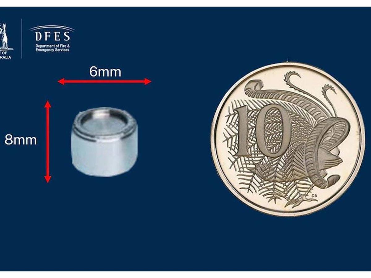 Foto: Se pierde una cápsula radioactiva en Australia más pequeña que una moneda de 10 centavos (DFES)