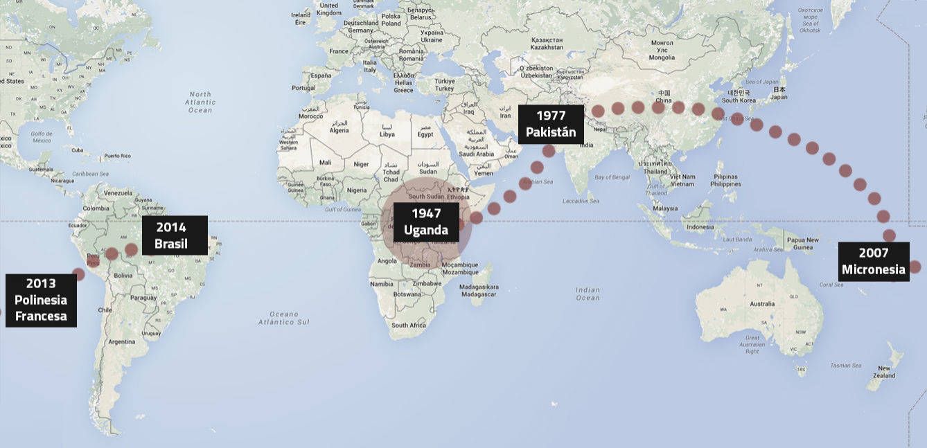 Mapa de la propagación del virus desde África. (Brenda Valverde)