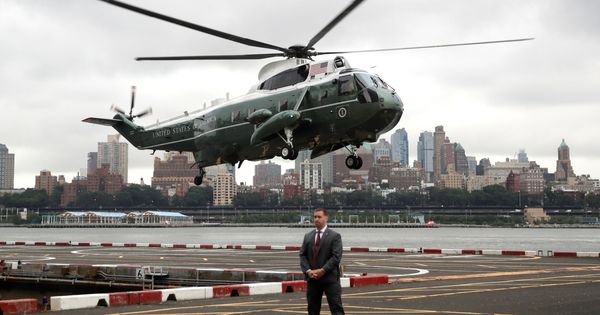 Foto: El helicóptero presidencial Marine One aterriza en Manhattan, el 23 de septiembre de 2018. (Reuters)
