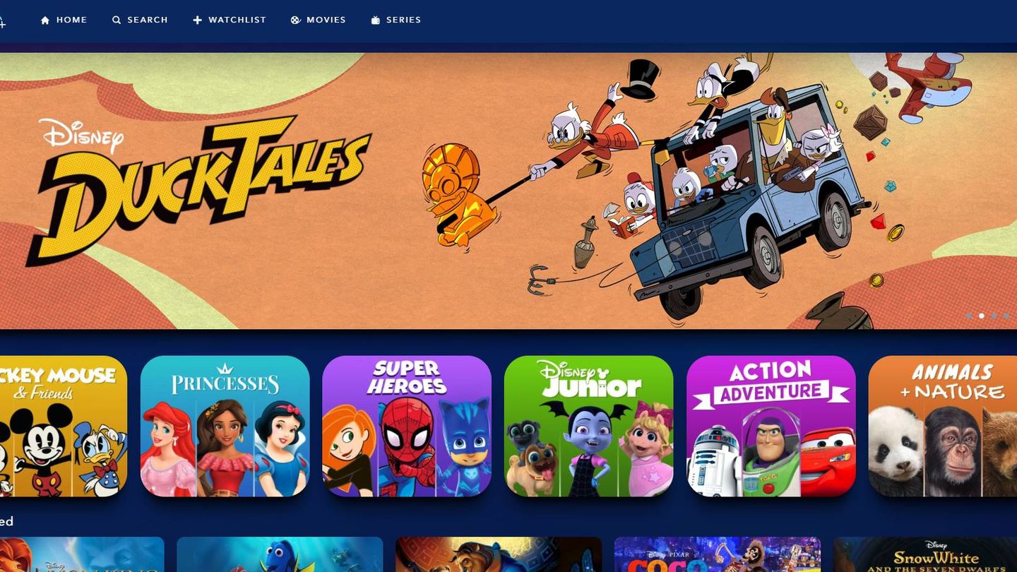 Interfaz del nuevo servicio de 'streaming' de Disney.