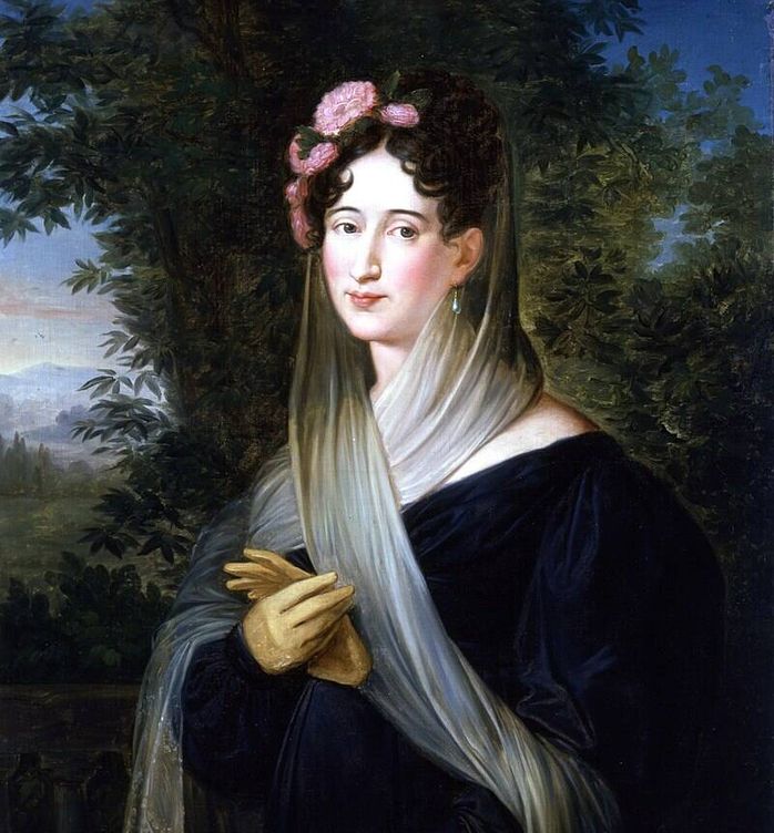 Retrato de Doña Josefa Tudó, Condesa de Castillo Fiel, de medio cuerpo en un parque. (José de Madrazo, 1813). Madrid.